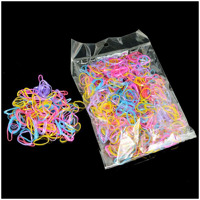 Pack of small colourful elastic hair bands